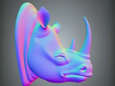 Wildlife Statue Monolith Pachyderm Asian African Rhinos Animal Low-poly 3D model