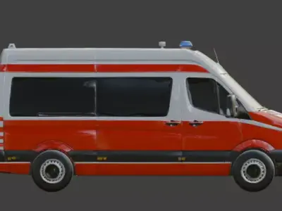 Low Poly Medical Ambulance 3D Model Low-poly 3D model