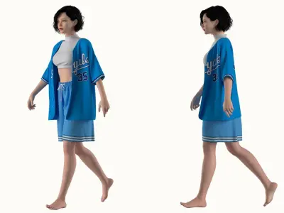 Female Baseball Fan Outfit Marvelous Designer 3D model