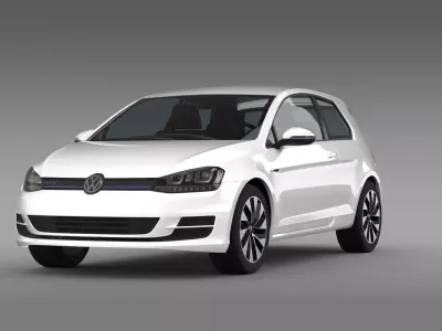 VW Golf TDI BlueMotion 3 door 2015 3D model