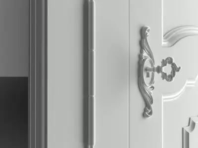 Antique-Style Three-Door Armoire 3D model