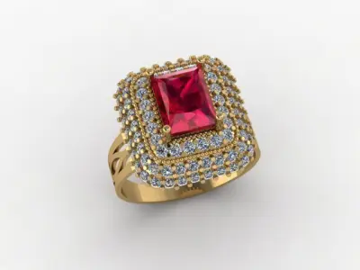 Ruby And Diamonds Ring 3D print model