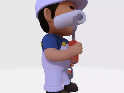 The Painter Pose  Stylized Render Asset  3D print model