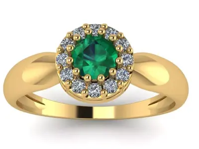 Ring with Brilliant Halo and Central Stone 3D print model