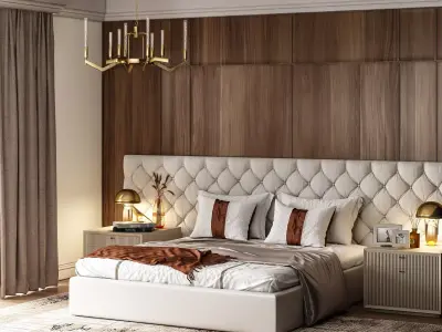 Modern luxury style bedroom 3D model