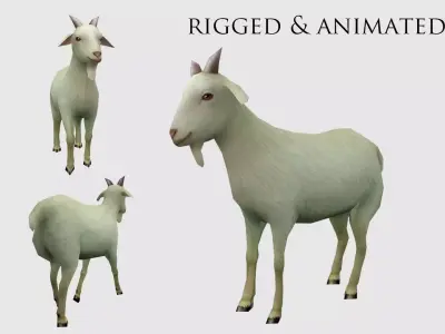 animated goat sheep Low-poly 3D model