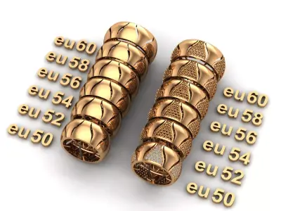 Luxury Braided Gold Wedding Ring Set His Hers EU 50-60 Free 3D print model