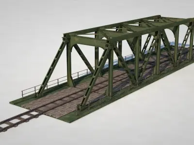 Iron Railway Bridge Low-poly 3D model