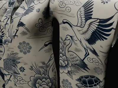 Free Japanese Kimono 3D Model with 10 Traditional Patterns Vol 7 Free 3D model