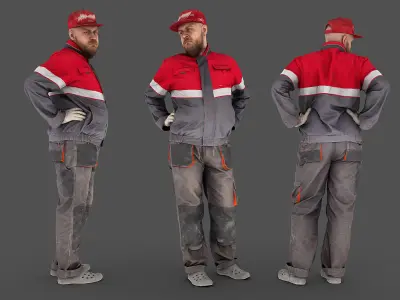 Photorealistic Construction Worker Character 3D model