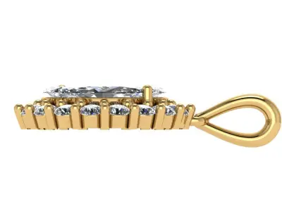 Halo pendant with four marquise diamonds 3D print model