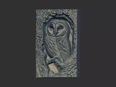 owl inside tree cnc model  3D print model