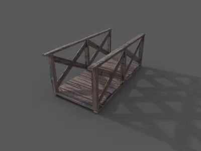 Old Wood Bridge Low-poly 3D model