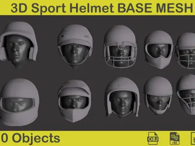 3D Sport Helmet Base Mesh 3D model
