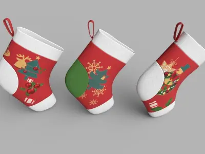 Christmas Socks  Low-poly 3D model