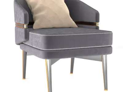 CHAIRSIO LUXURY ARMCHAIR WITH BRUSHED BRASS TRIM  ROUND BACKREST 3D model