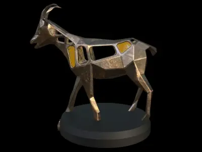 Steampunk Goat Pose Low-poly 3D model