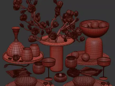 Amber Serenity Dining Composition 28 3D model