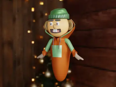 Stylized 3D Cartoon Character  Winter Hoodie Boy Game Ready  Free 3D model