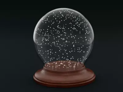 Snow Globe with Falling Snowflakes - Animated Low-poly 3D model