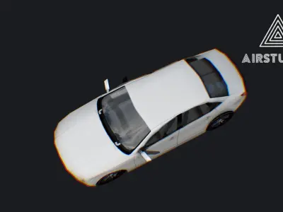 Low Poly White Car Low-poly 3D model