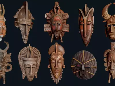 African Decor Masks 3D Model Collection