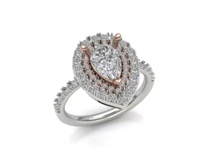 Women Ring 3DM STL Halo Ring Diamond Render Printable 3D print model
