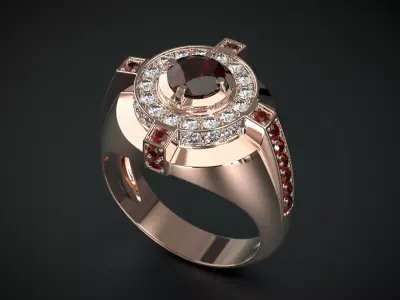 STYLISH MEN S RING WITH STONES Printable Model 3D print model