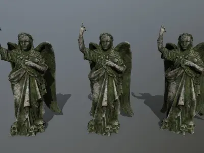 angel statue Low-poly 3D model