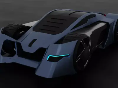 Futuristic Concept Car 1 Rigged Low-poly 3D model