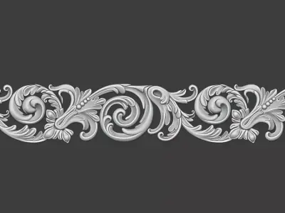 Bas-relief ornate scroll design 3D model