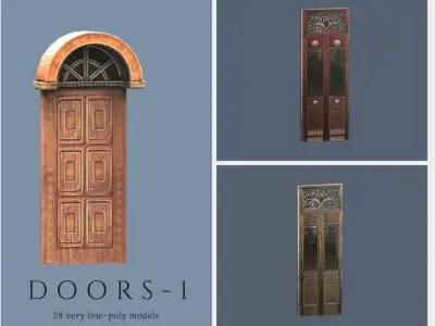 Doors 1 set of for sims Low-poly 3D model