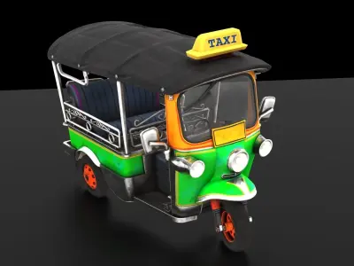 Tuk Tuk Stylized Rickshaw Low Poly 3D Model Low-poly 3D model