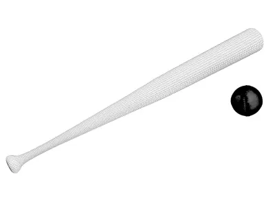 Baseball ball and bat 3D model