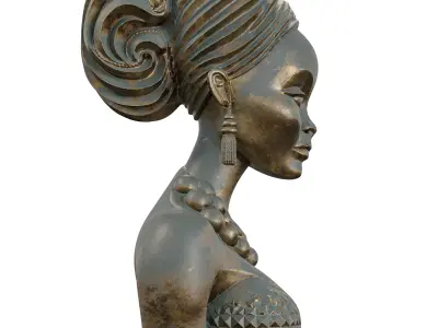 Bronze Bust 3D Model Stylized Female Figure 3D model