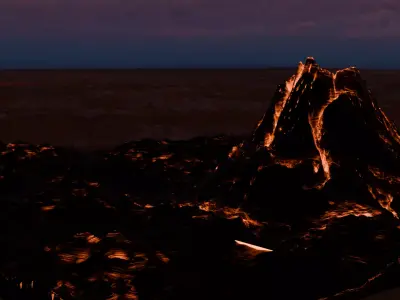 Volcanic Mountain Terrain  Game Ready 3D Model Low-poly 3D model