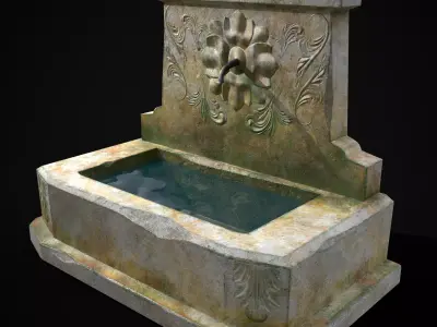 Floral Wall Fountain  Low-poly 3D model