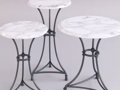 Marble top tables - 3 sizes 3D Model Collection