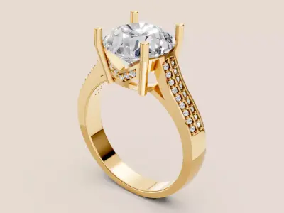 Solitaire Ring 3D print model 8