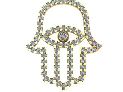 The Hamza hand gold pendant 3D print model