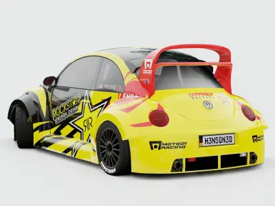 VW Beetle RSi 2003 Rally Livery Rigged 3D model