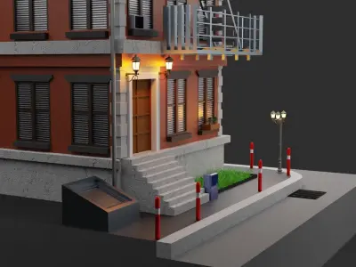 low poly buillding house Low-poly 3D model