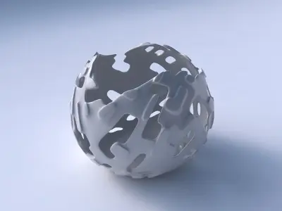 Bowl Spheric wavy with smooth cuts and bulges   3D print model