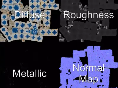 Porcelain Blue Pattern Cube model pack Texture