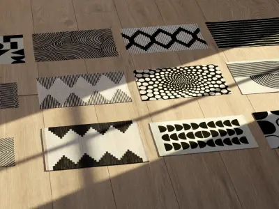 Black and White Rug Collection Low-poly 3D model