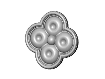 Carved dimples gothic clover rosette applique relief 3D print model