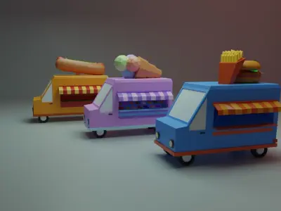 Food Cars Low-poly 3D model