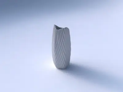 Vase arc hexagon with extruded vertical lines 2 3D print model