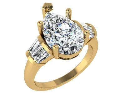 Pear Cut Diamond Ring 4440 3D print model