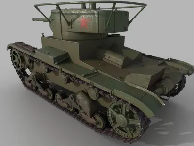 T-26 lowpoly wwii tank Low-poly 3D model